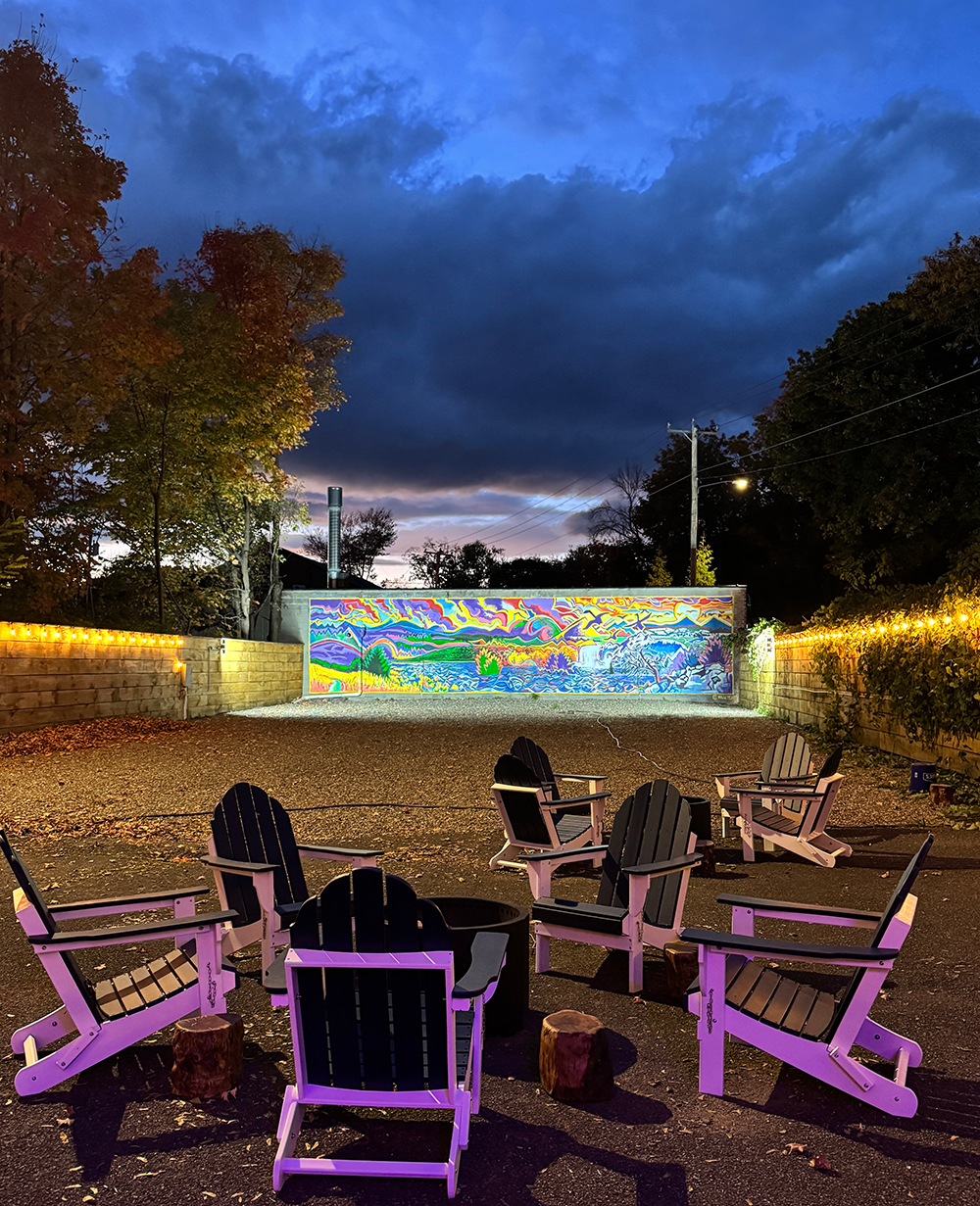 Kestrel exterior courtyard at night